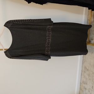 Chris McLaughlin gray knit dress with stud detail, size 14
